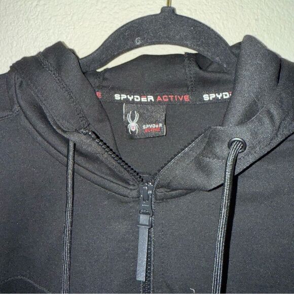 Spyder Active Black Full Zip Hooded Jacket Mens XL - Picture 3 of 4